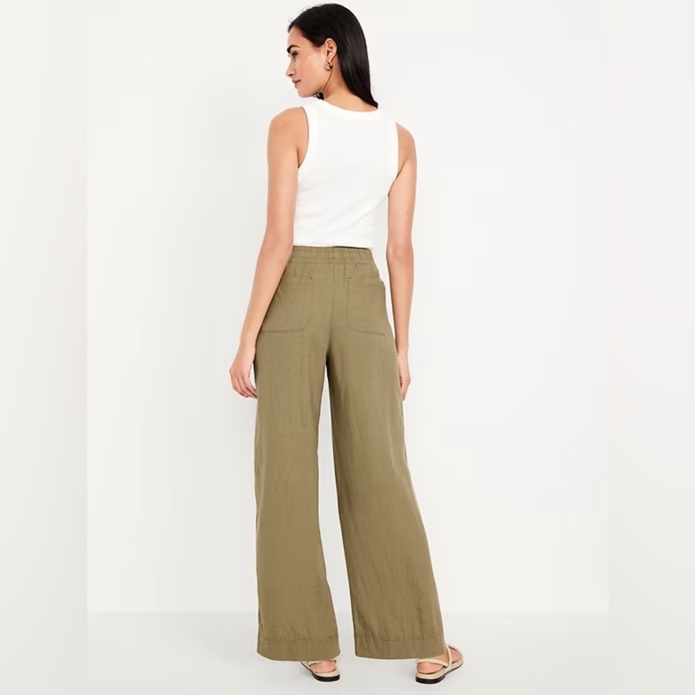 NEW! Old Navy Kombu Green High-Waisted Linen-Blend Wide-Leg Pants -#683290 🩷🪕 - Picture 3 of 8